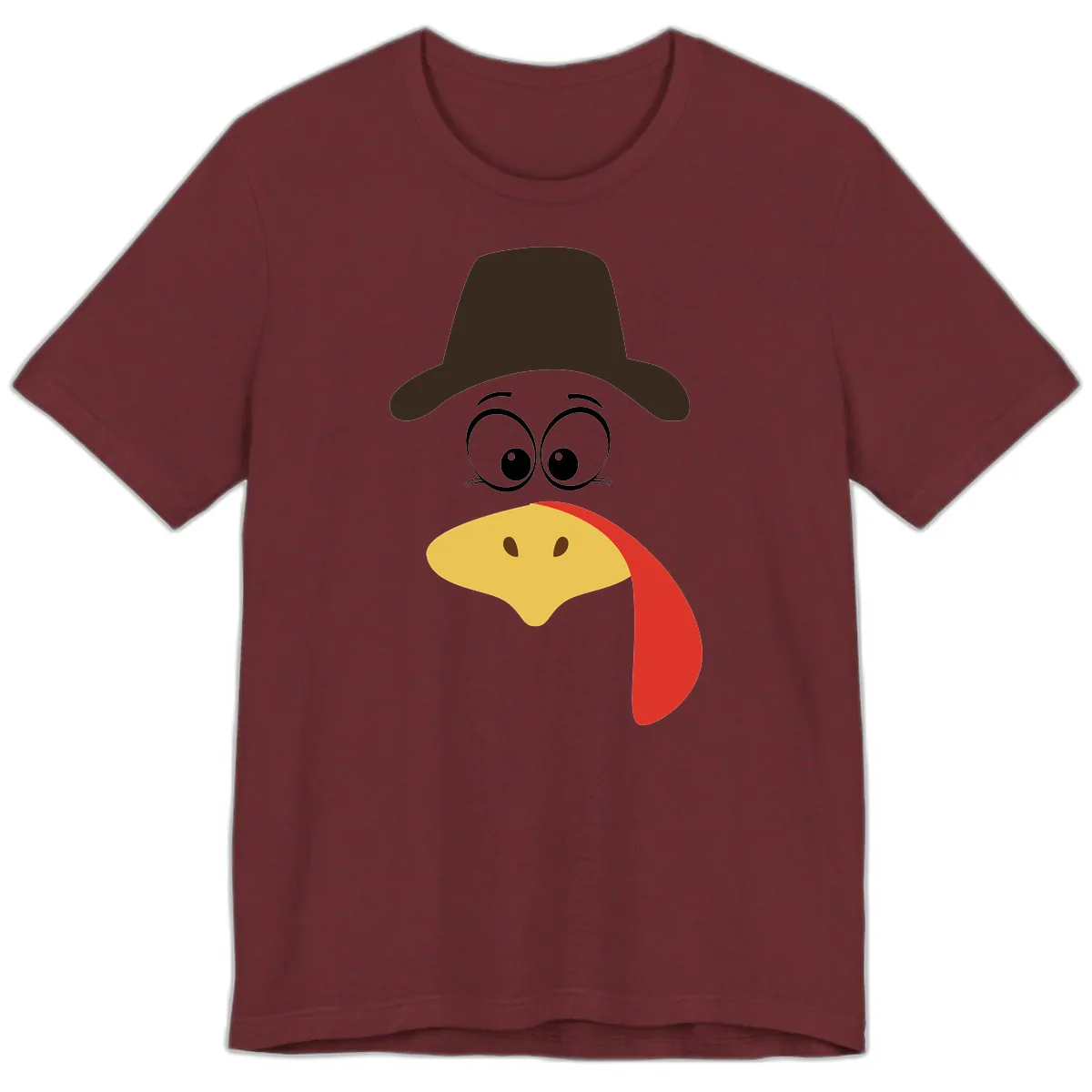 Turkey Trot Cowboy Face Premium T-Shirt in Heather Cardinal