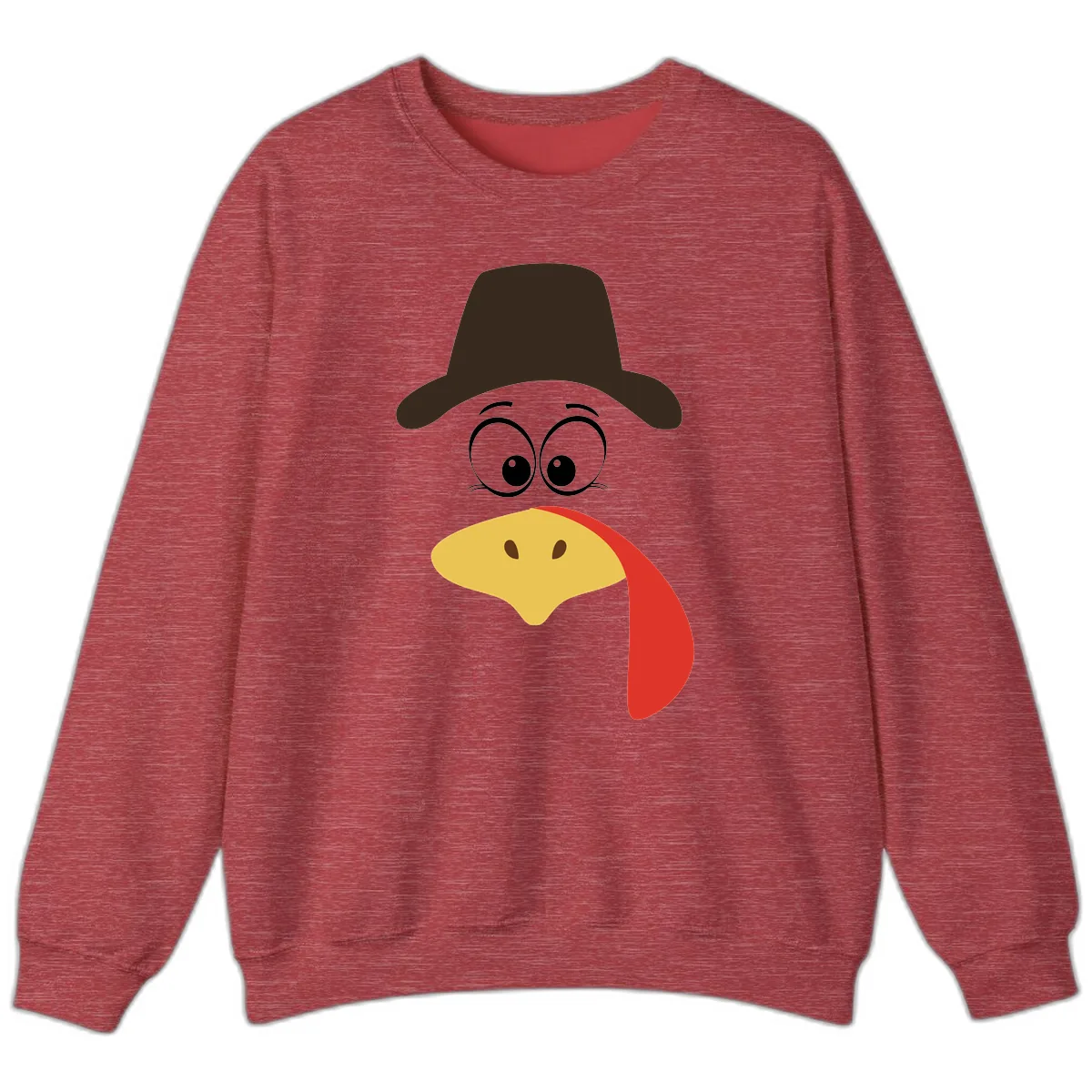 Turkey Trot Cowboy Face Sweatshirt in Heather Scarlet Red