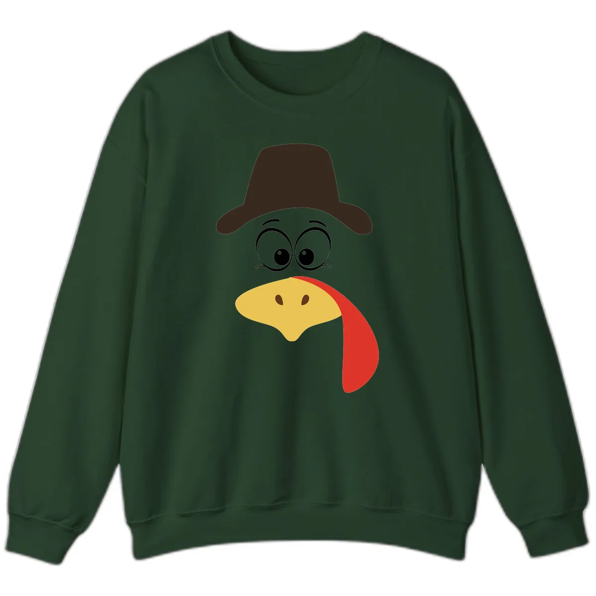 Turkey Trot Cowboy Face Sweatshirt in Forest Green