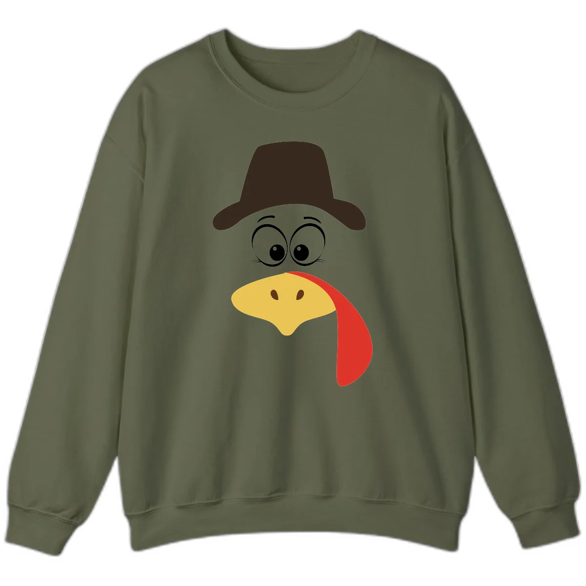 Turkey Trot Cowboy Face Sweatshirt in Military Green