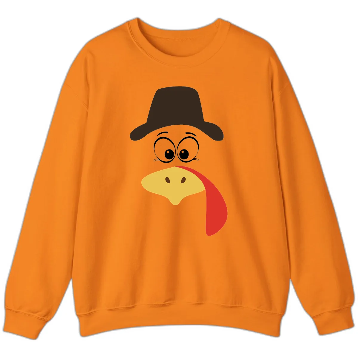 Turkey Trot Cowboy Face Sweatshirt in Safety Orange