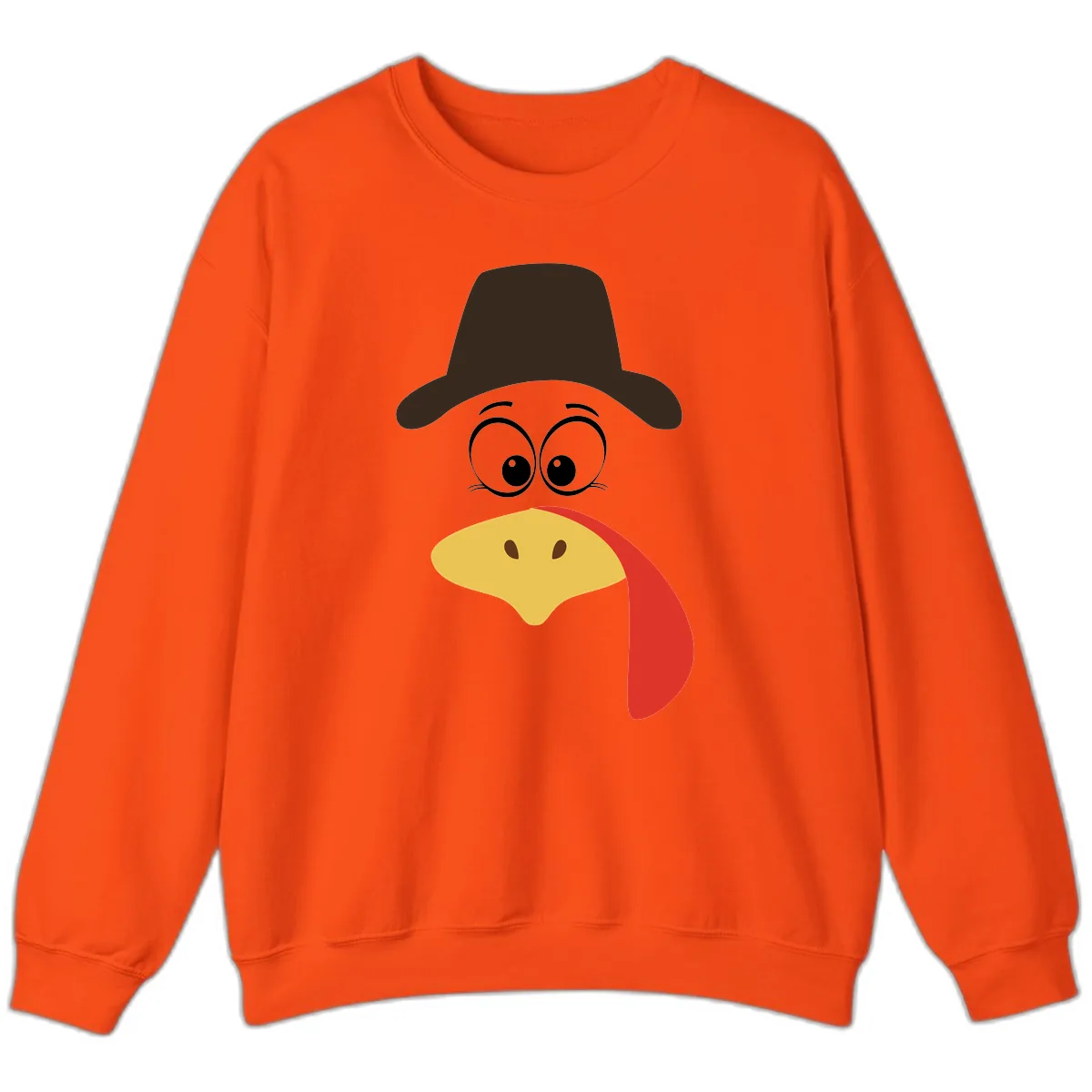 Turkey Trot Cowboy Face Sweatshirt in Orange