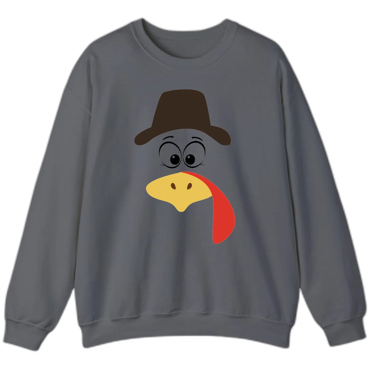 Turkey Trot Cowboy Face Sweatshirt in Charcoal