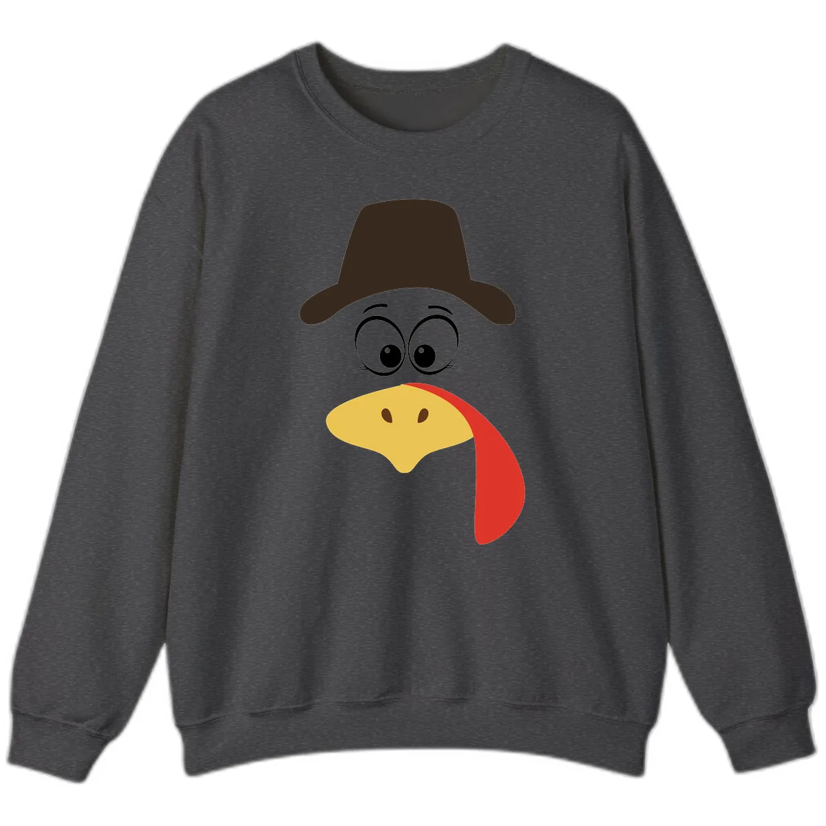 Turkey Trot Cowboy Face Sweatshirt in Dark Heather
