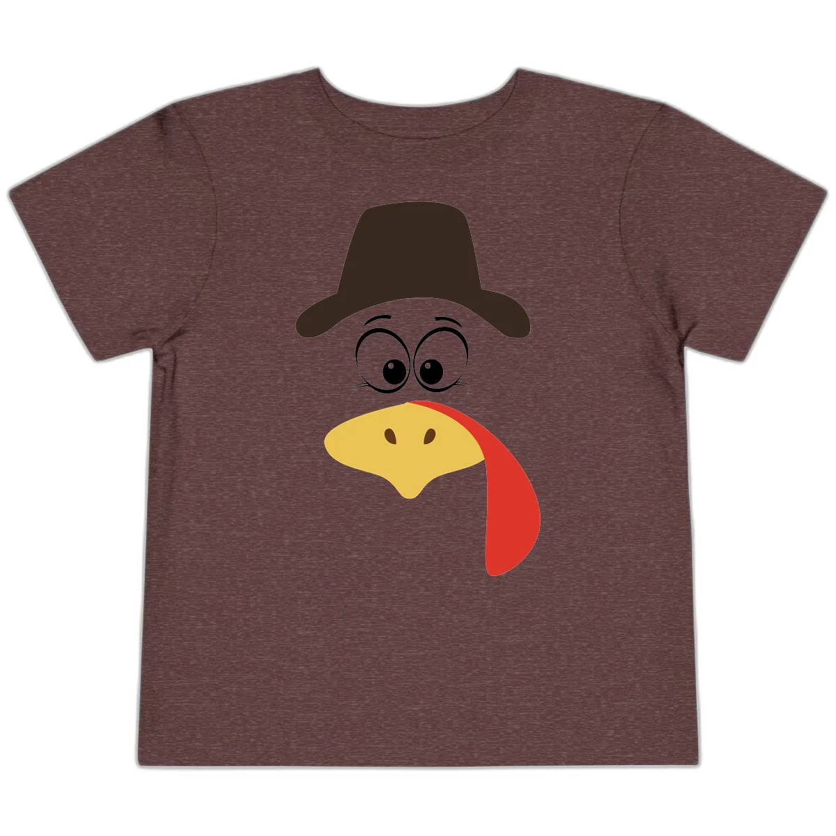 Turkey Trot Cowboy Face Toddler T-Shirt in Heather Maroon