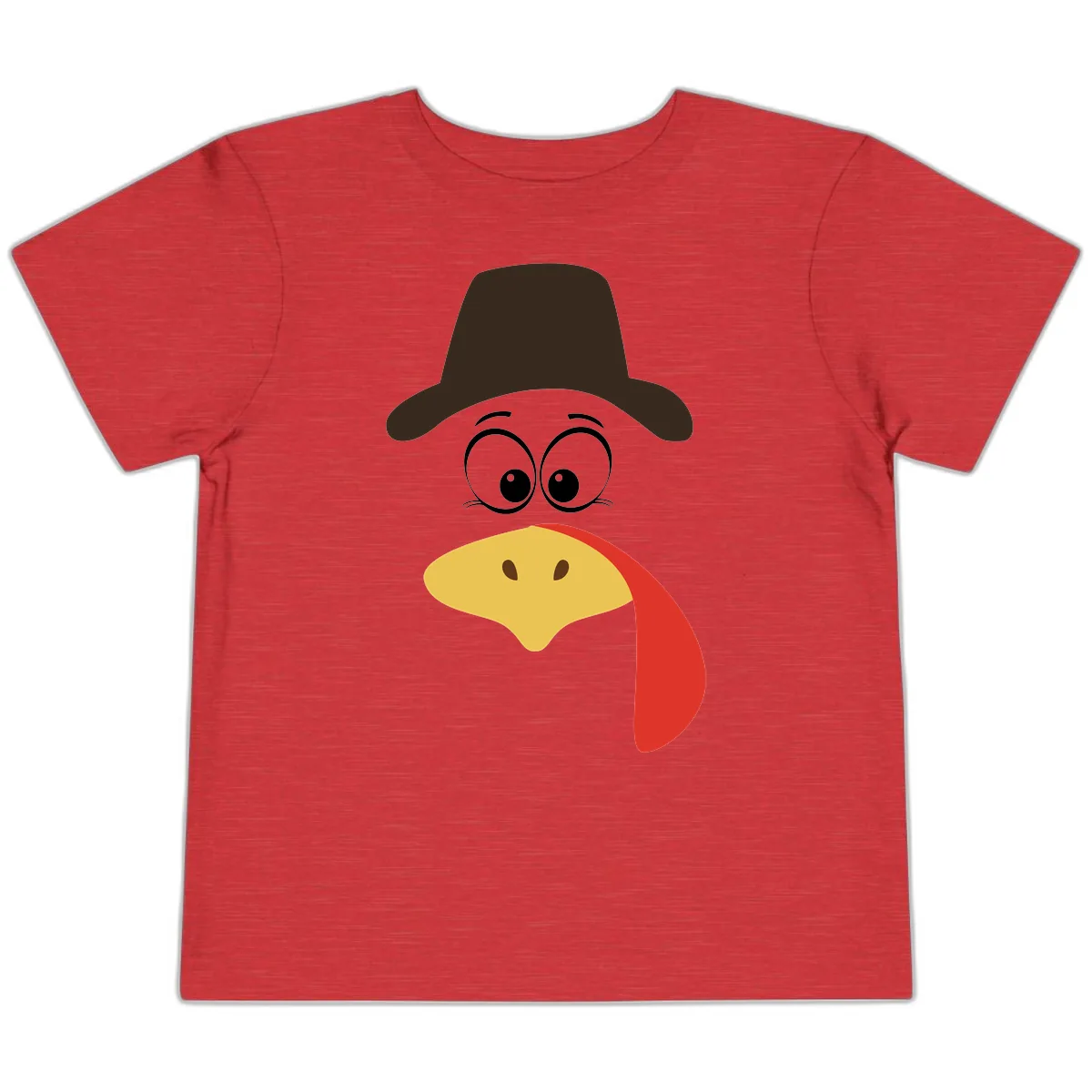Turkey Trot Cowboy Face Toddler T-Shirt in Heather Red
