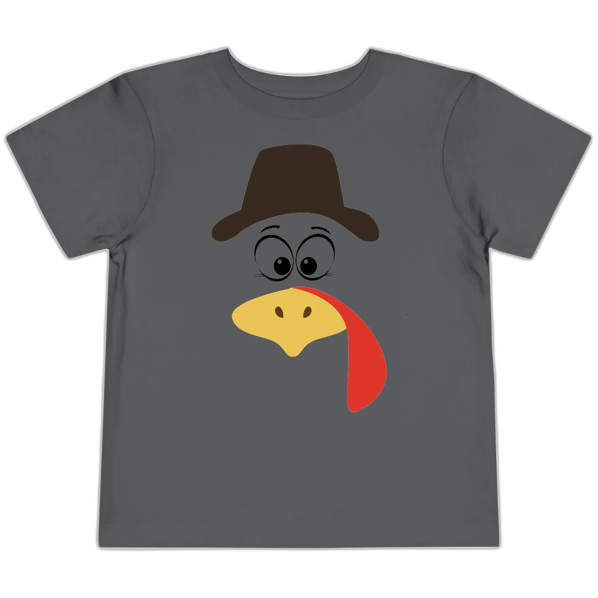 Turkey Trot Cowboy Face Toddler T-Shirt in Asphalt