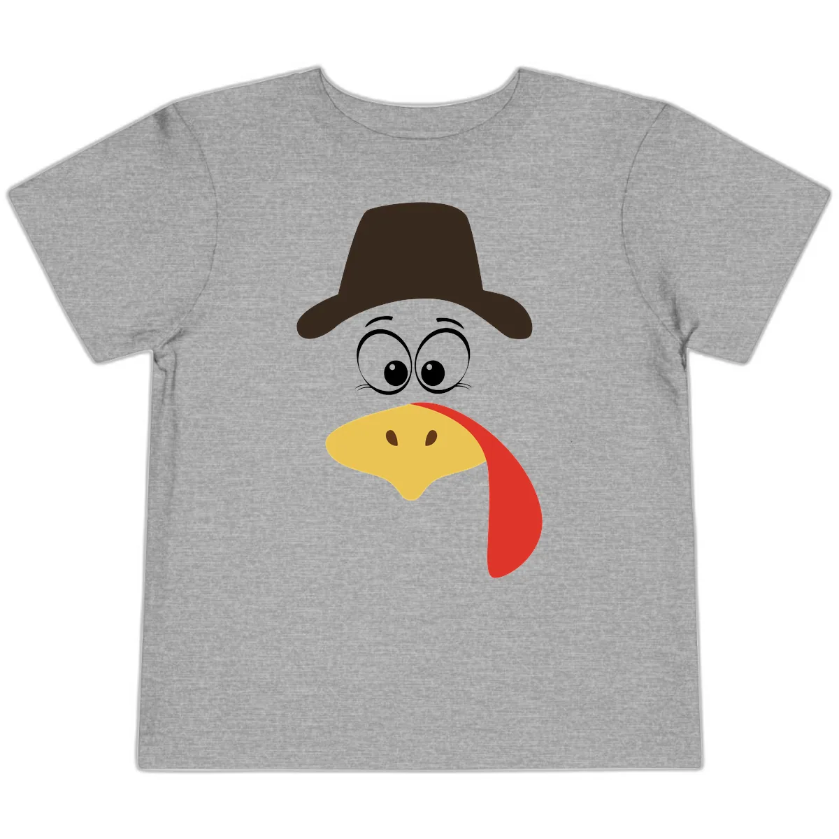 Turkey Trot Cowboy Face Toddler T-Shirt in Athletic Heather