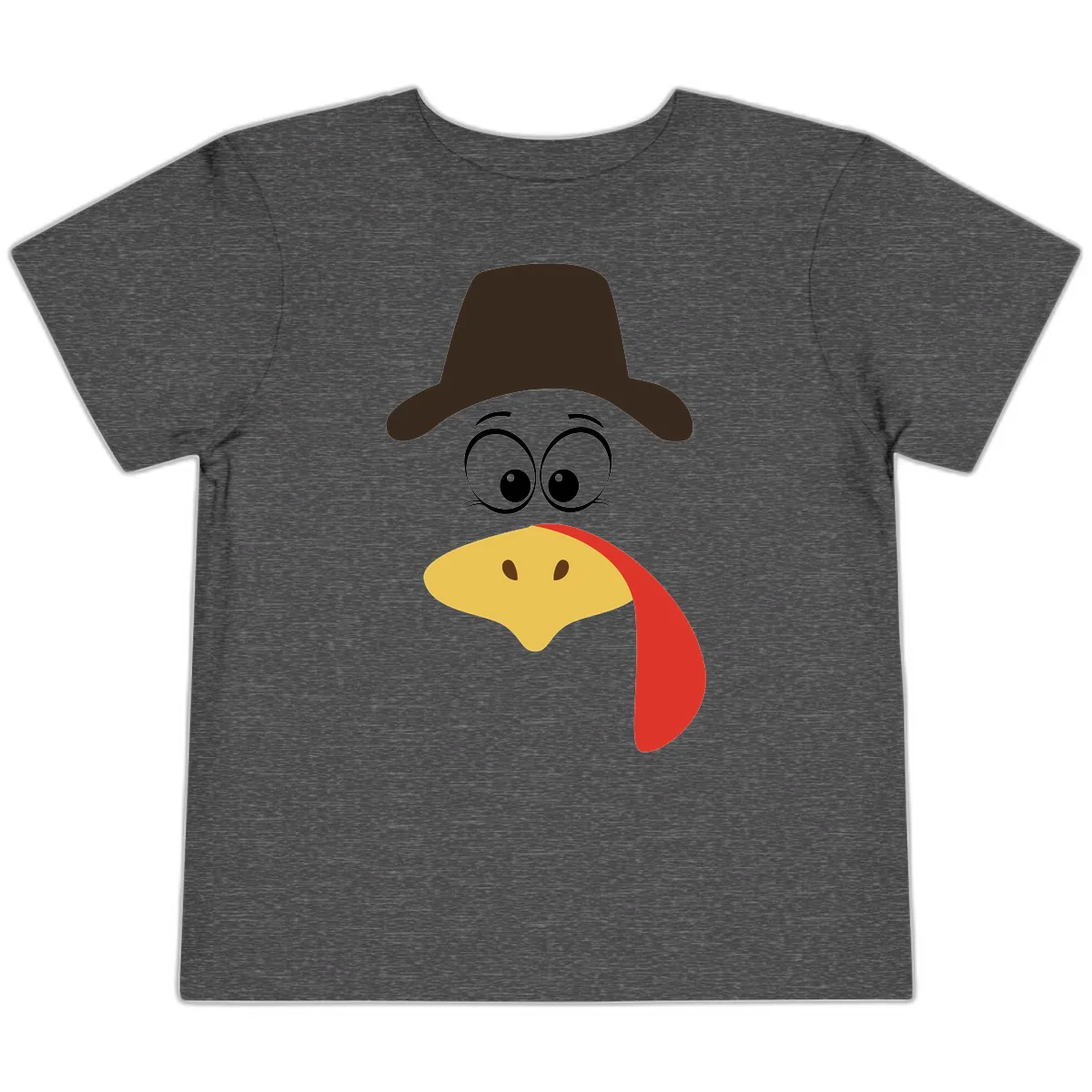 Turkey Trot Cowboy Face Toddler T-Shirt in Dark Heather Grey