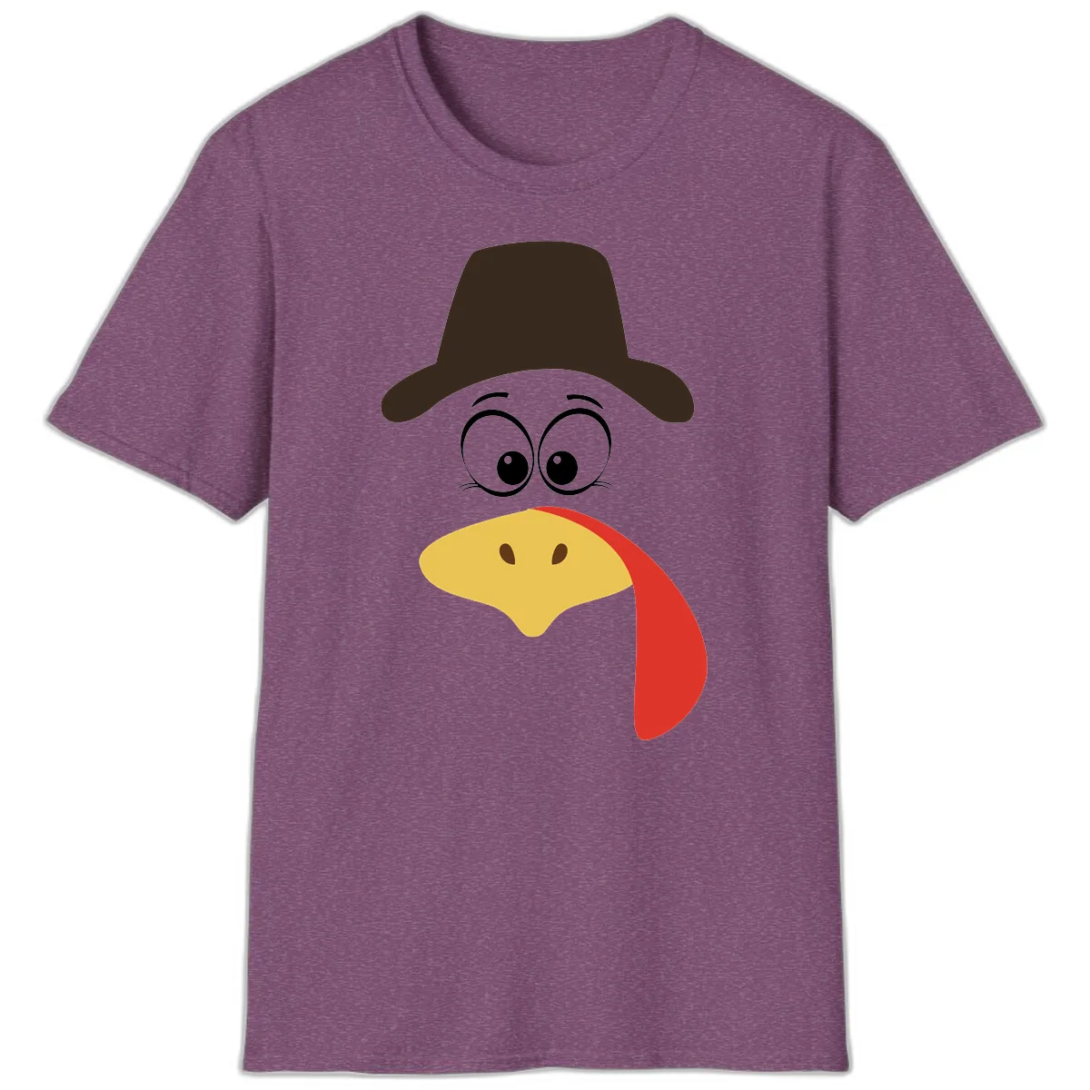Turkey Trot Cowboy Face T-Shirt in Heather Maroon