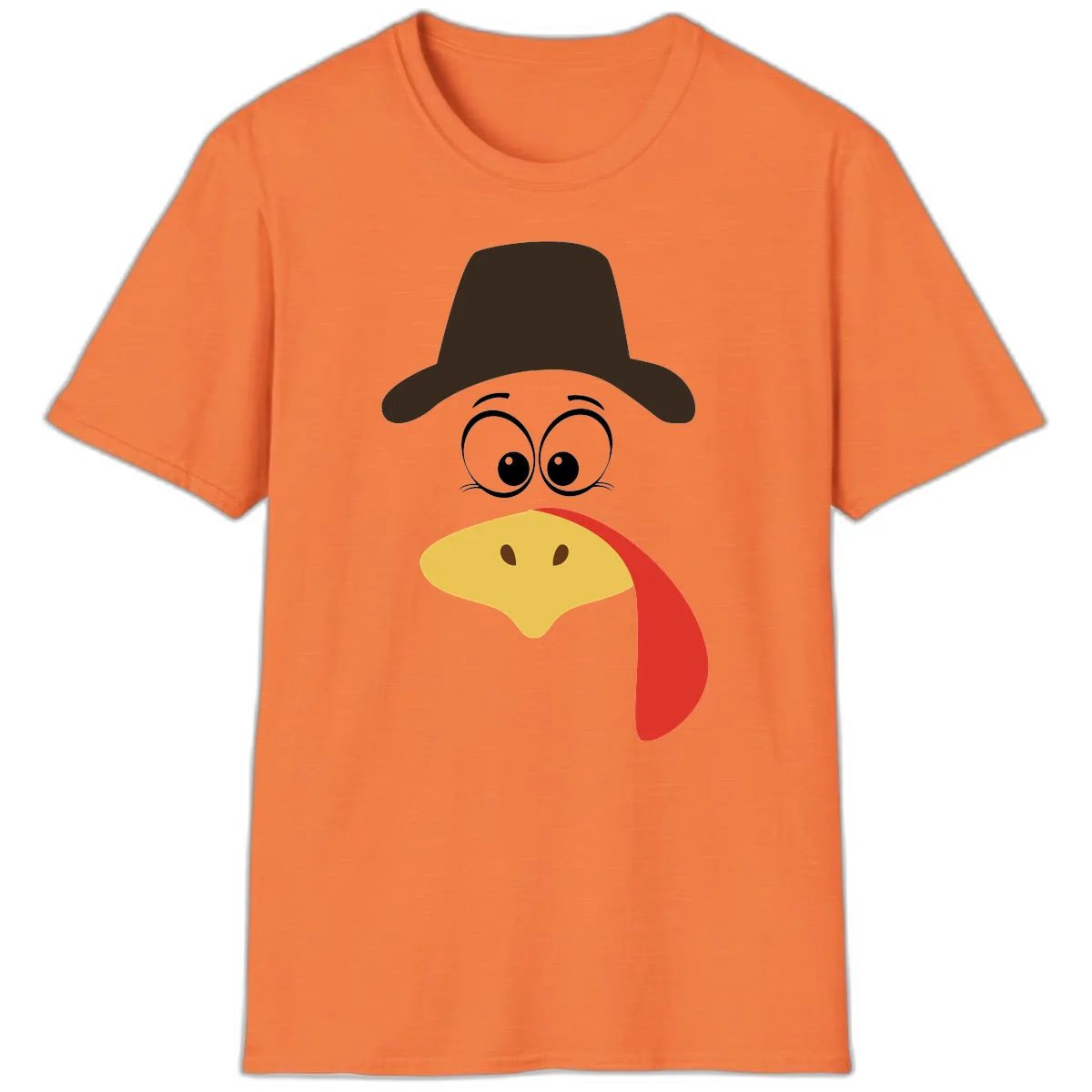 Turkey Trot Cowboy Face T-Shirt in Heather Orange