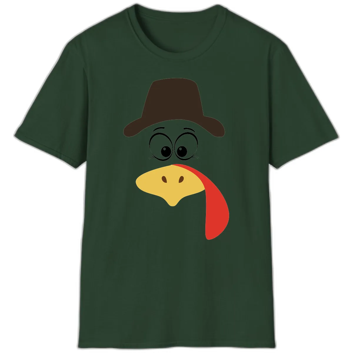 Turkey Trot Cowboy Face T-Shirt in Forest Green