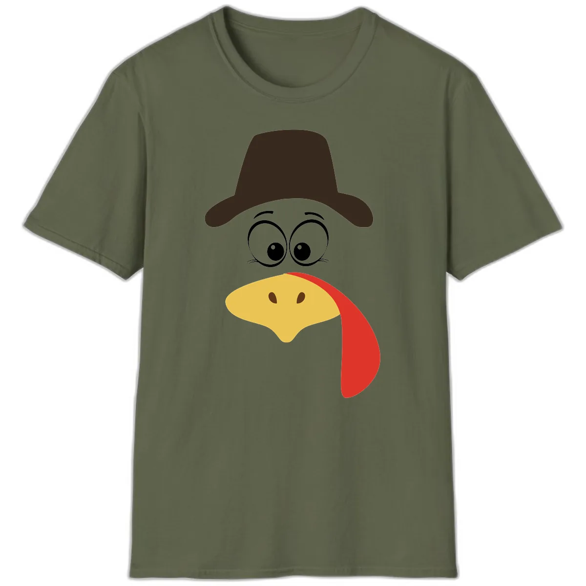 Turkey Trot Cowboy Face T-Shirt in Military Green