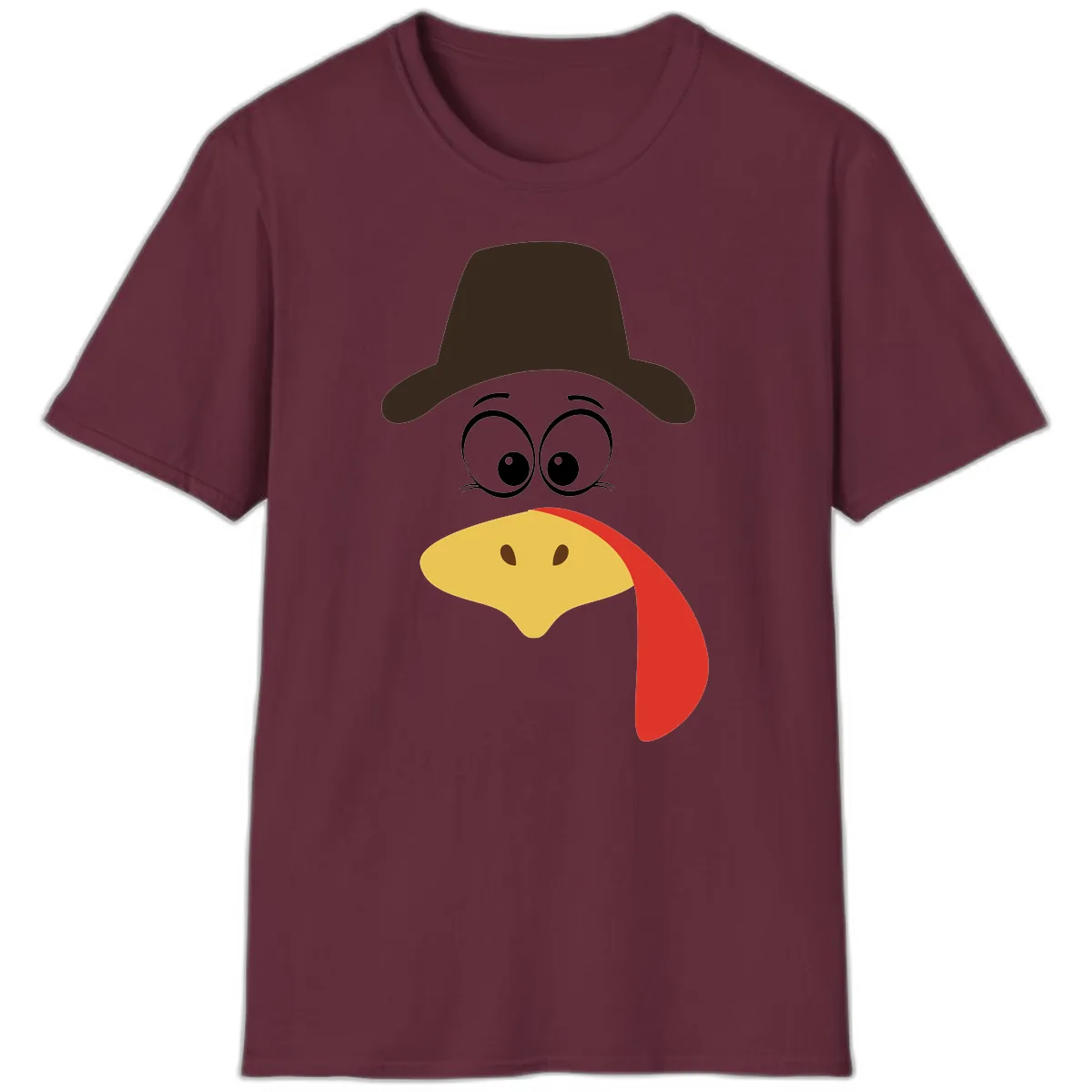 Turkey Trot Cowboy Face T-Shirt in Maroon