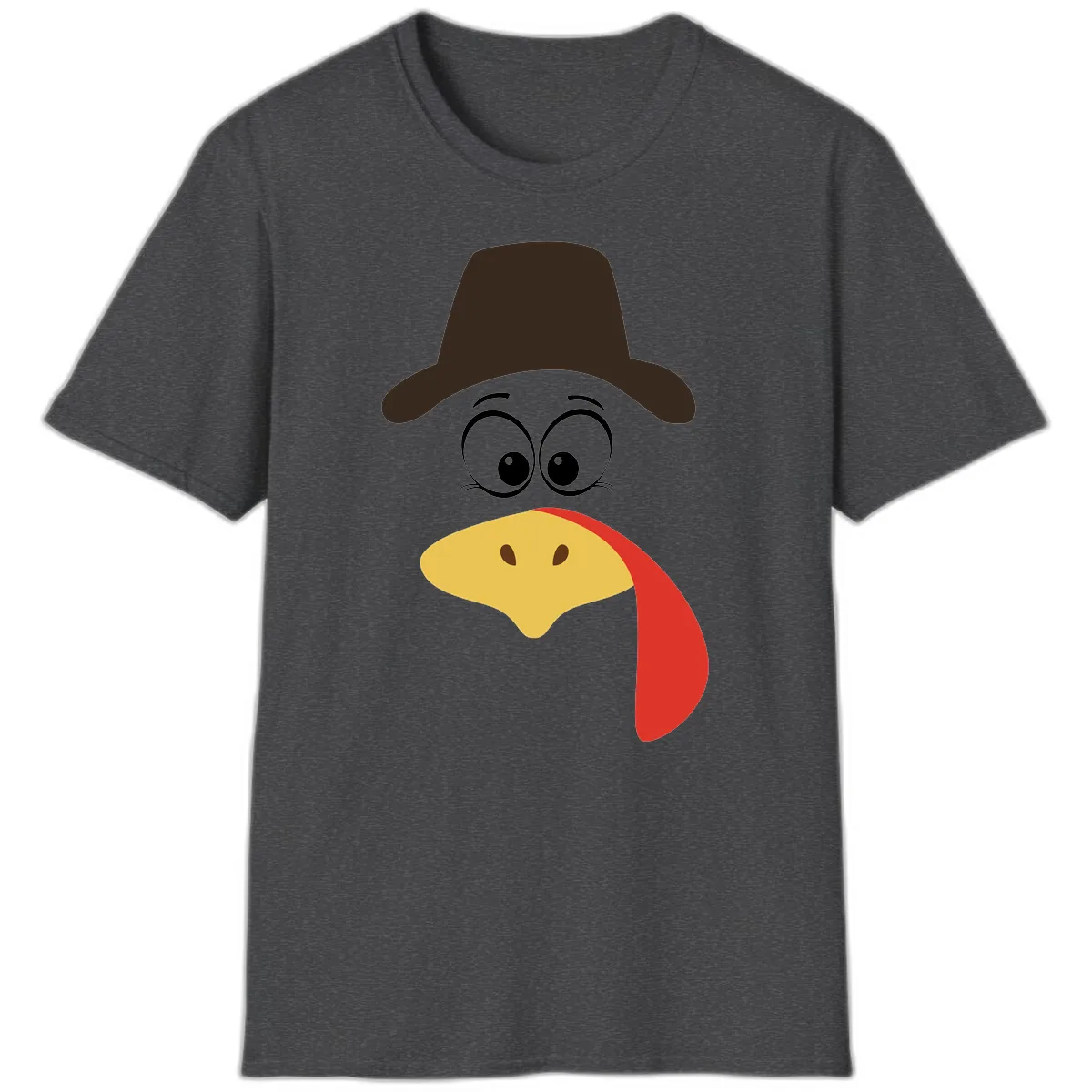Turkey Trot Cowboy Face T-Shirt in Dark Heather