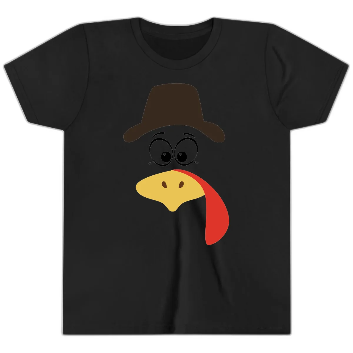 Turkey Trot Cowboy Face Youth T-Shirt in Black