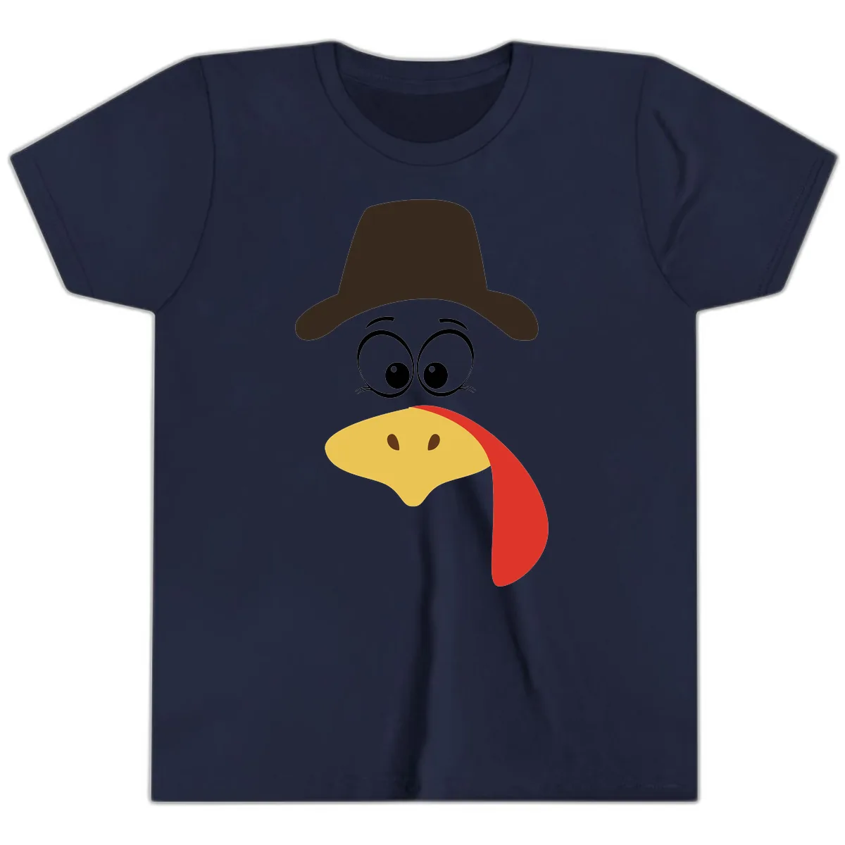 Turkey Trot Cowboy Face Youth T-Shirt in Navy