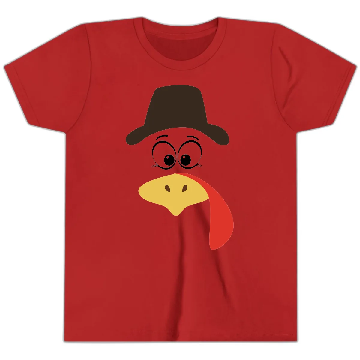 Turkey Trot Cowboy Face Youth T-Shirt in Red