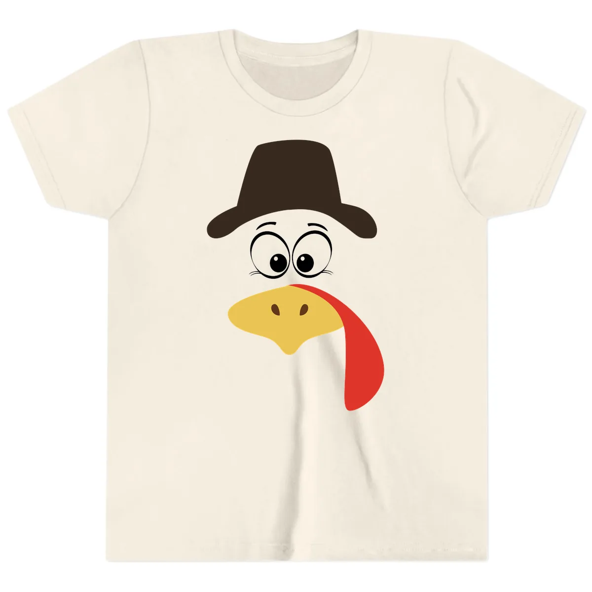 Turkey Trot Cowboy Face Youth T-Shirt in Natural