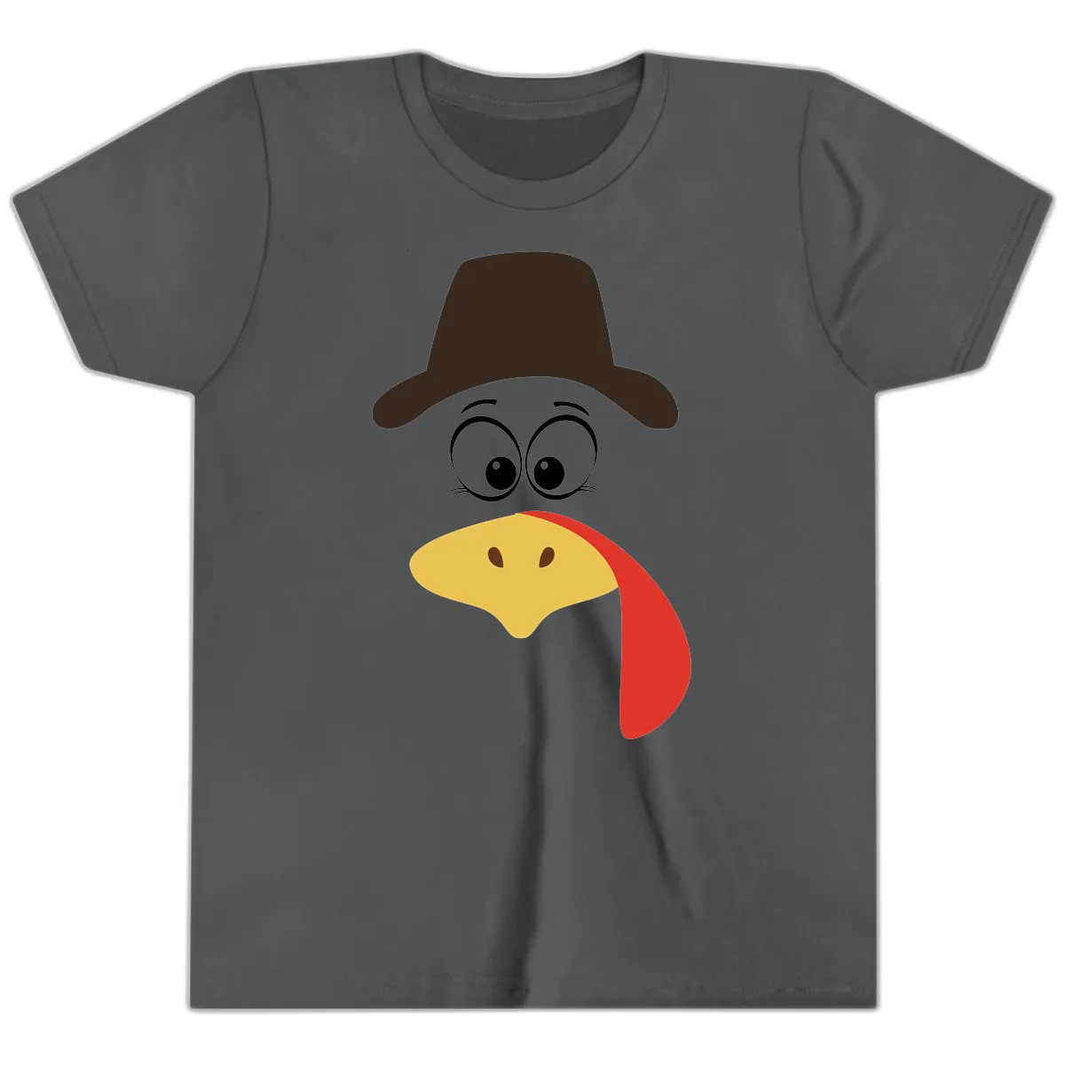 Turkey Trot Cowboy Face Youth T-Shirt in Asphalt