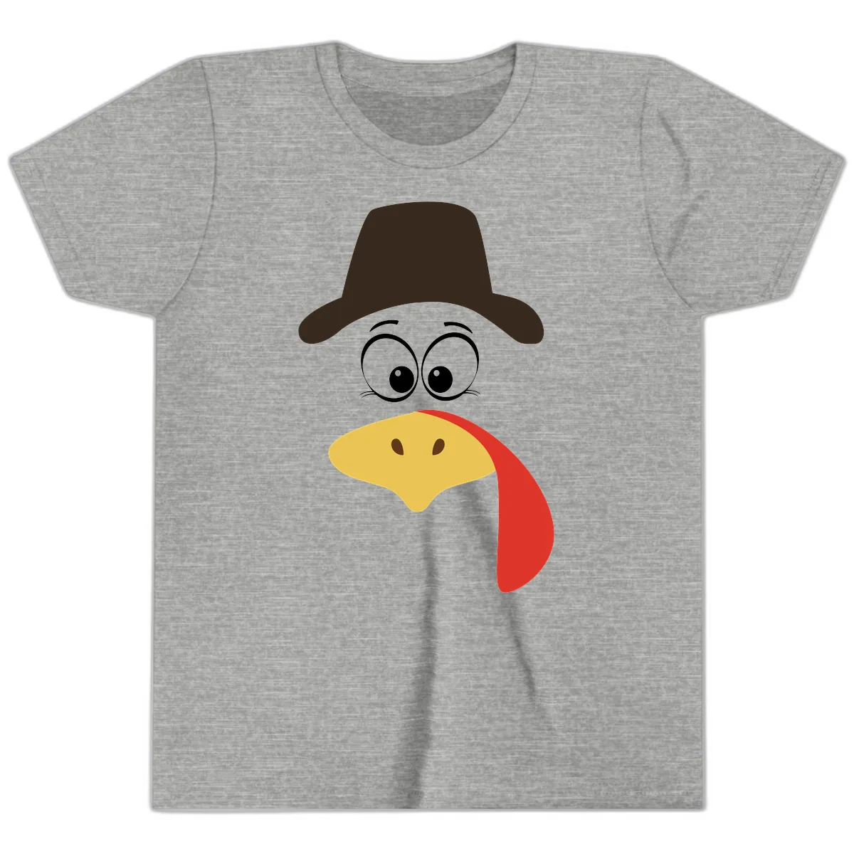 Turkey Trot Cowboy Face Youth T-Shirt in Athletic Heather