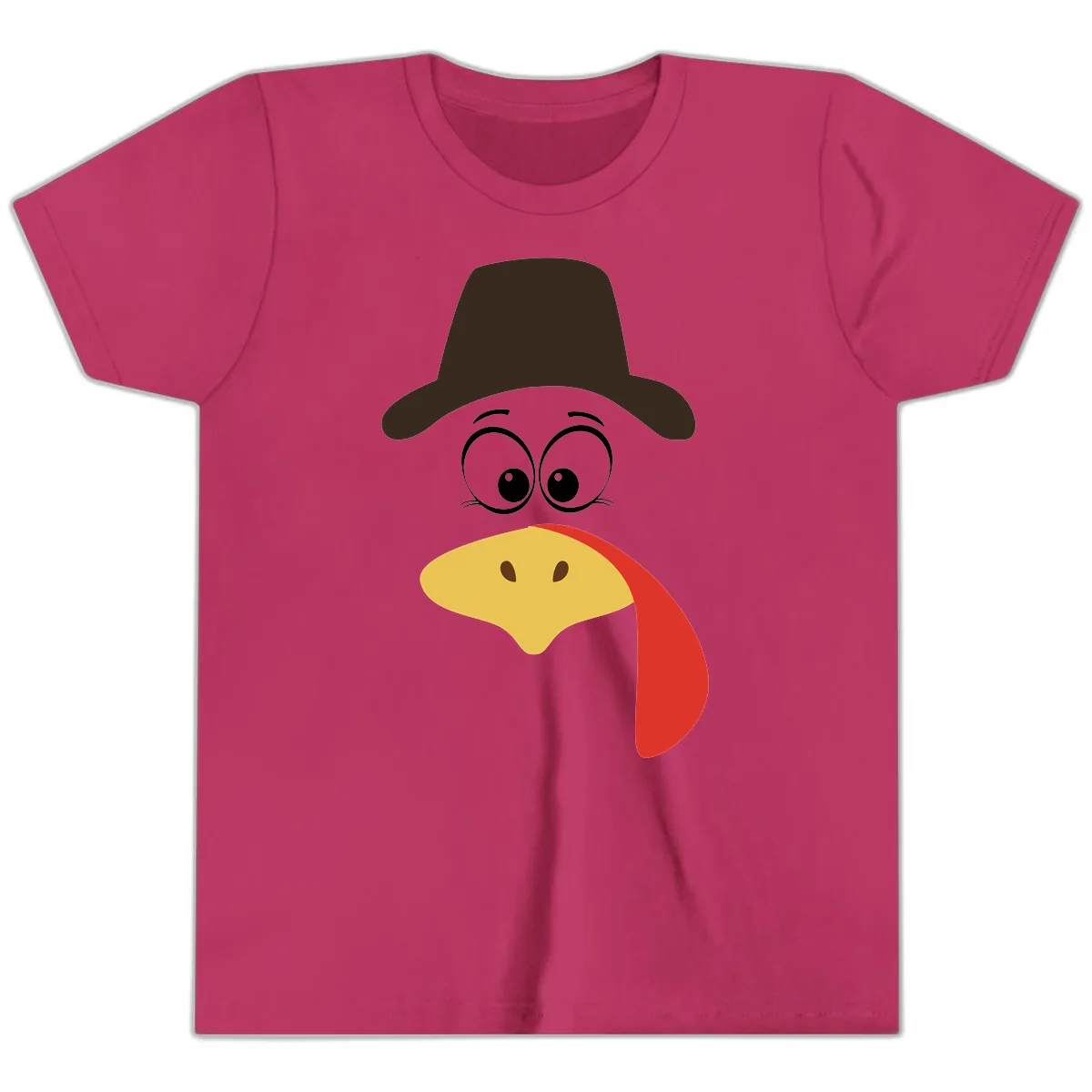 Turkey Trot Cowboy Face Youth T-Shirt in Berry