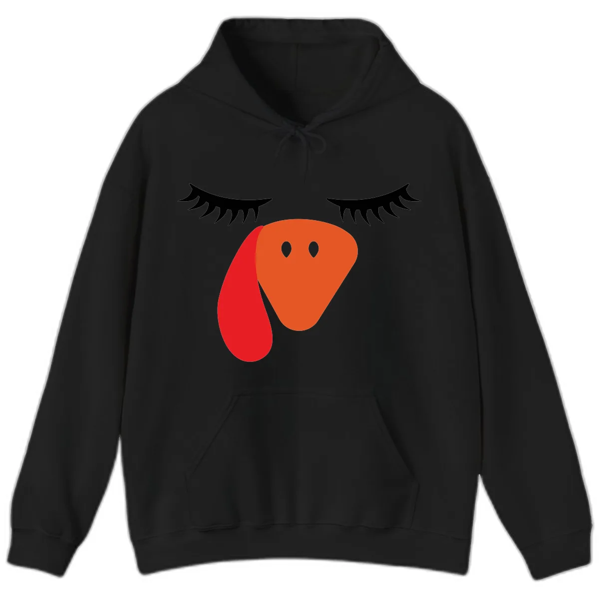 Funny Turkey Face Thanksgiving Hoodie in Black