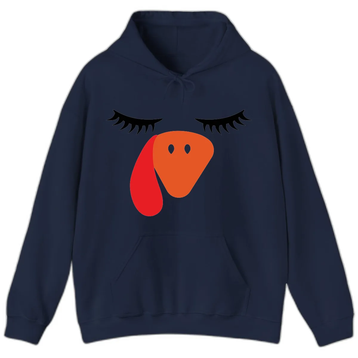 Funny Turkey Face Thanksgiving Hoodie in Navy
