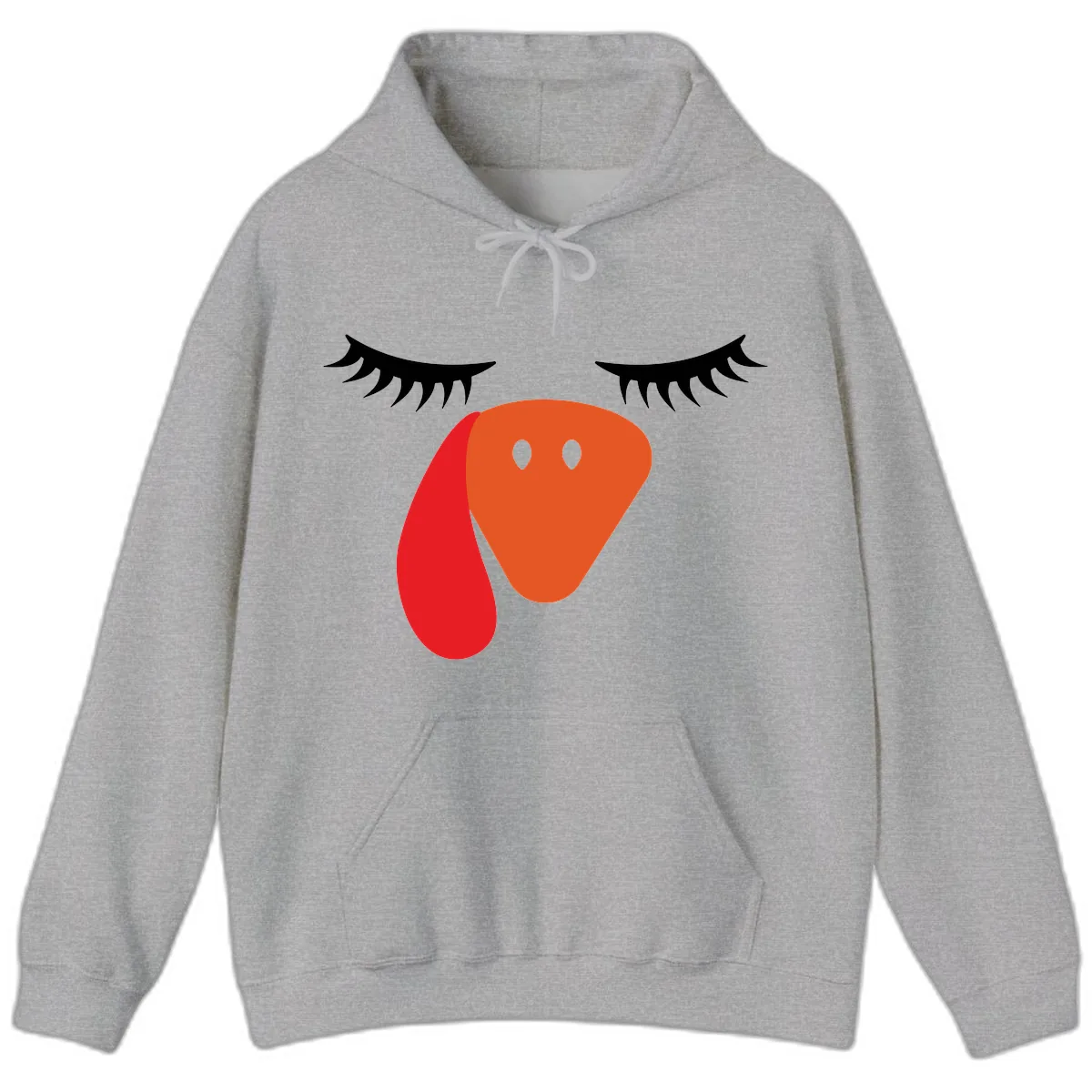 Funny Turkey Face Thanksgiving Hoodie in Sport Grey