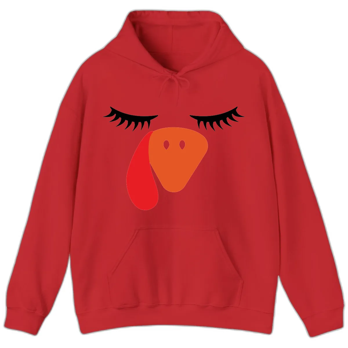 Funny Turkey Face Thanksgiving Hoodie in Red