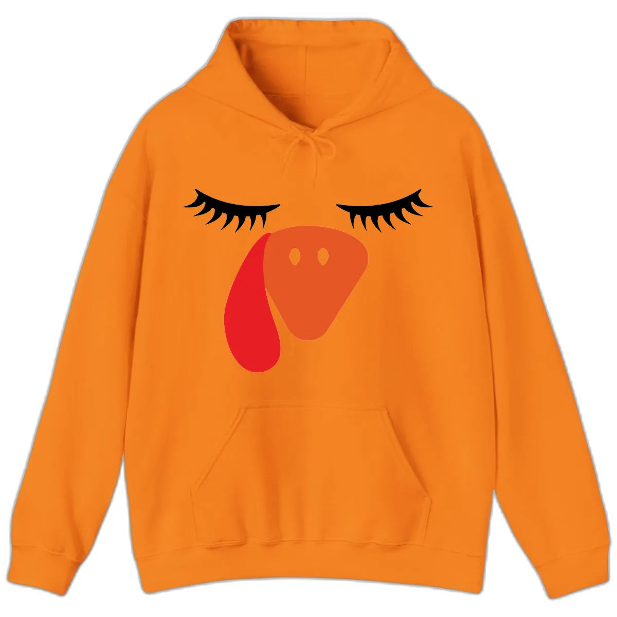 Funny Turkey Face Thanksgiving Hoodie in Safety Orange
