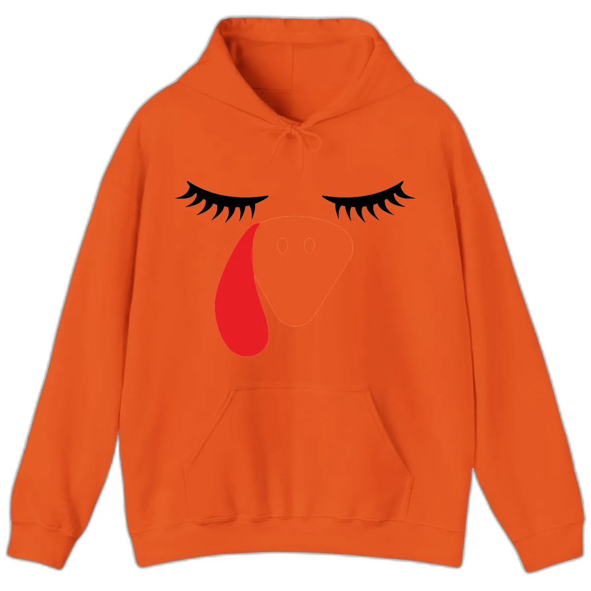 Funny Turkey Face Thanksgiving Hoodie in Orange