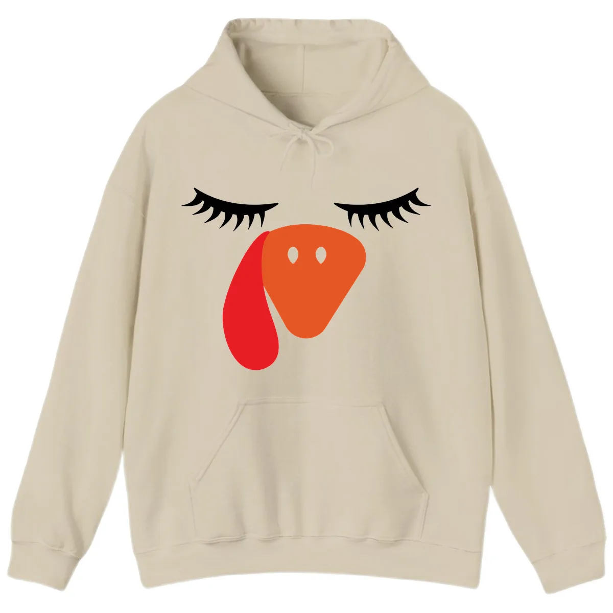 Funny Turkey Face Thanksgiving Hoodie in Sand