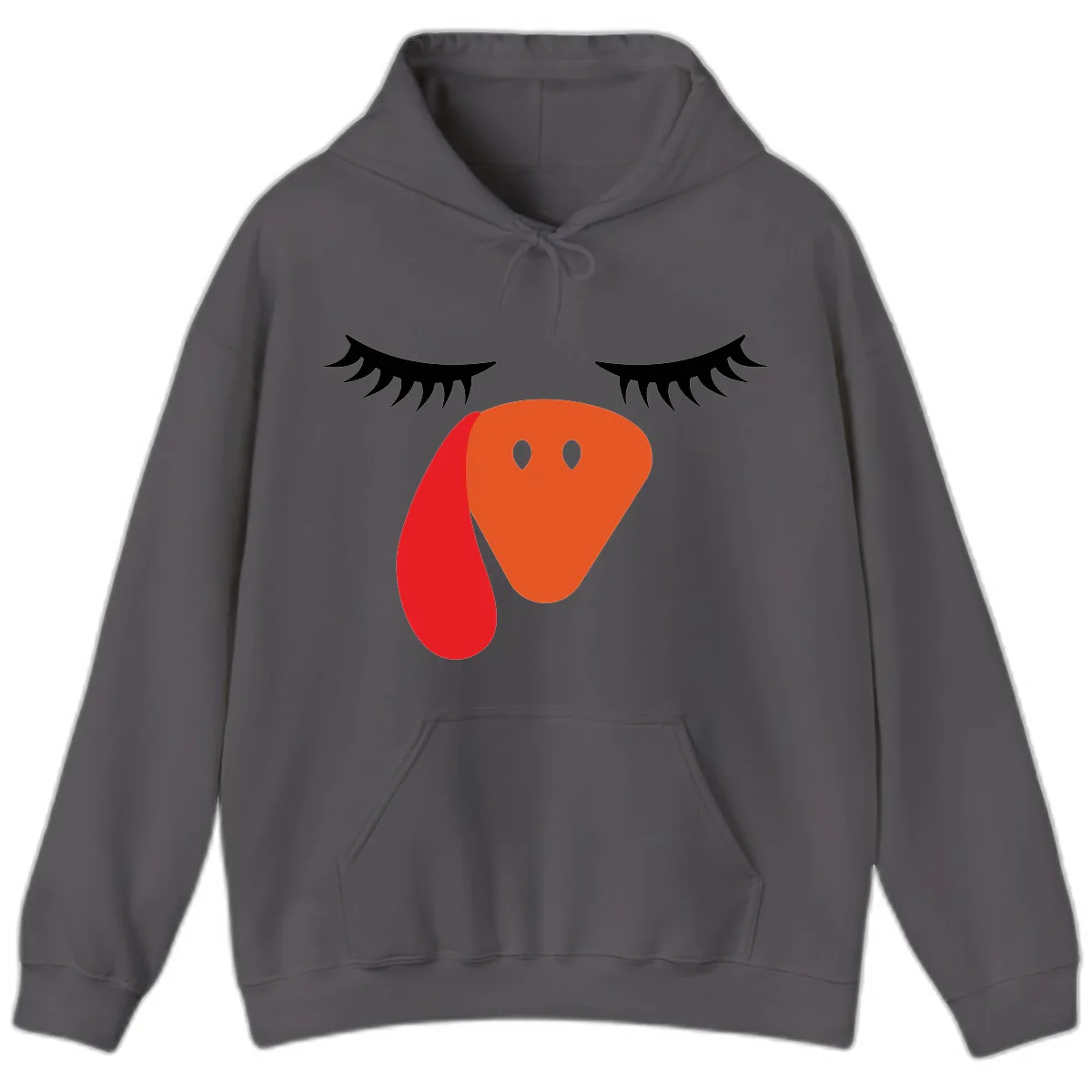 Funny Turkey Face Thanksgiving Hoodie in Charcoal