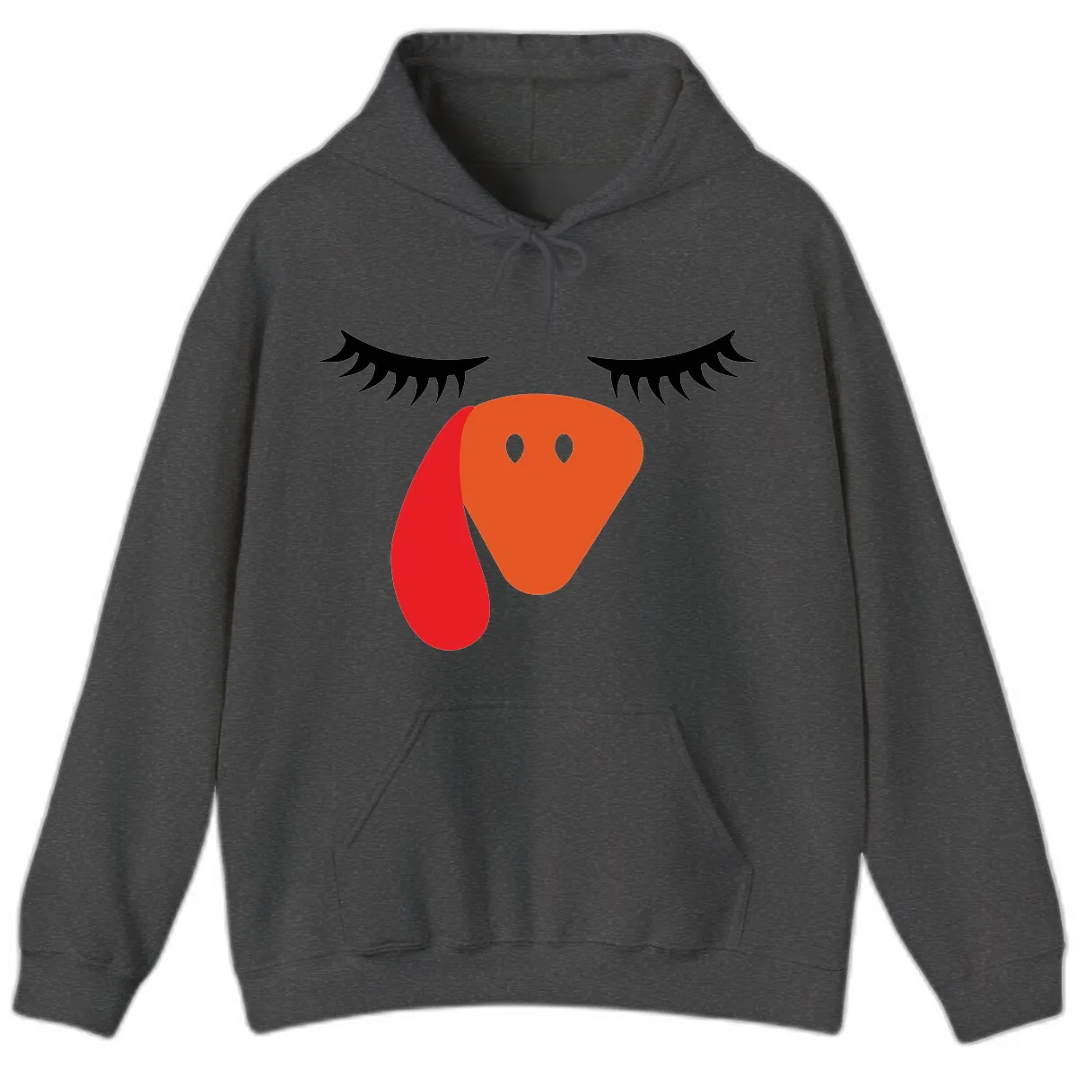 Funny Turkey Face Thanksgiving Hoodie in Dark Heather