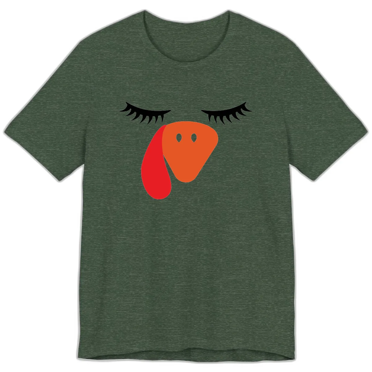 Funny Turkey Face Thanksgiving Premium T-Shirt in Heather Forest