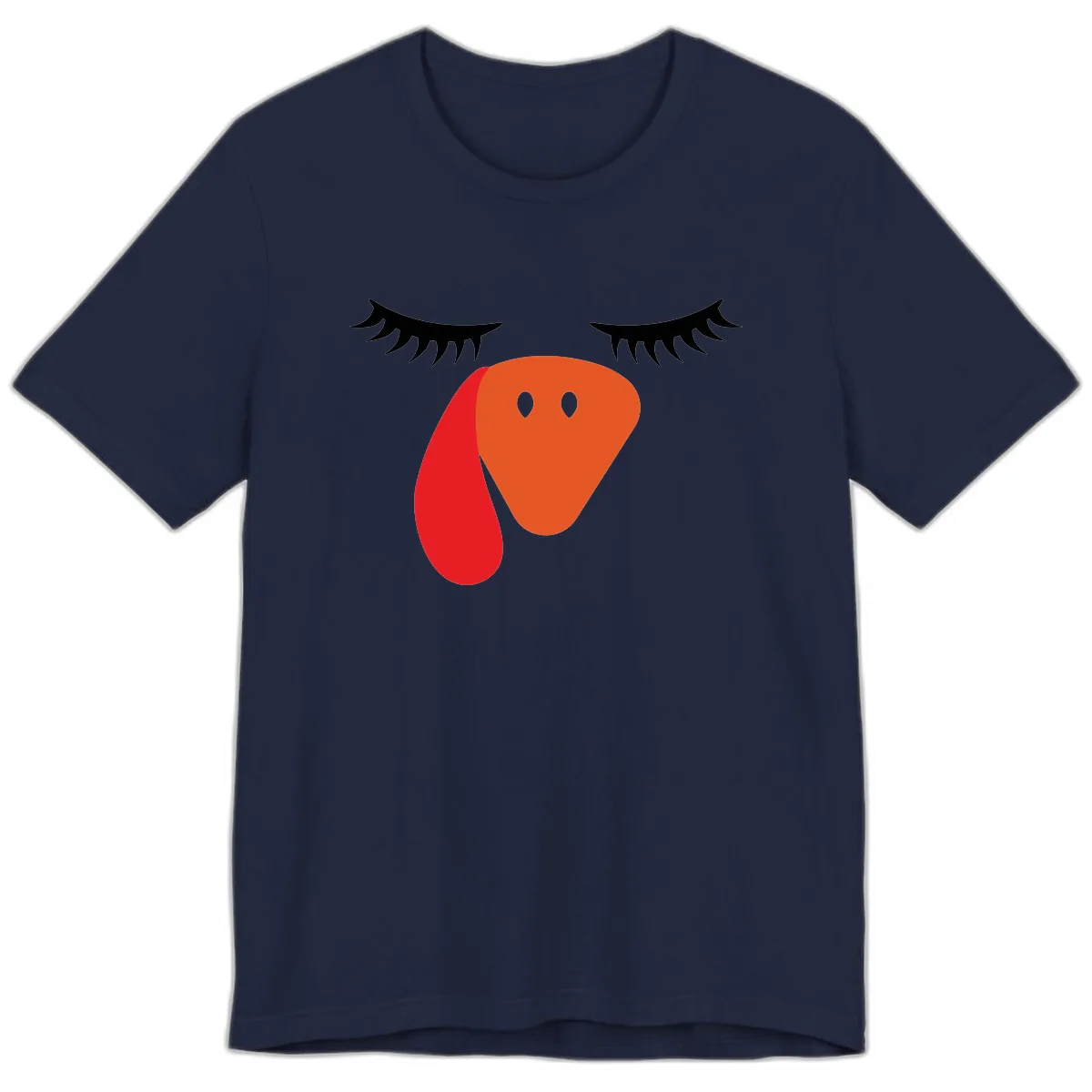 Funny Turkey Face Thanksgiving Premium T-Shirt in Navy