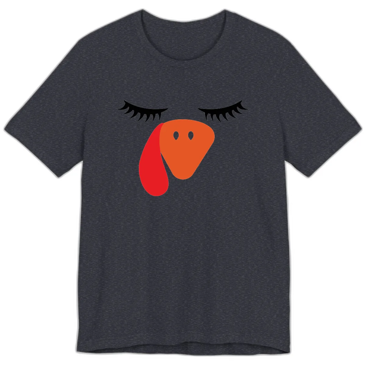 Funny Turkey Face Thanksgiving Premium T-Shirt in Heather Navy