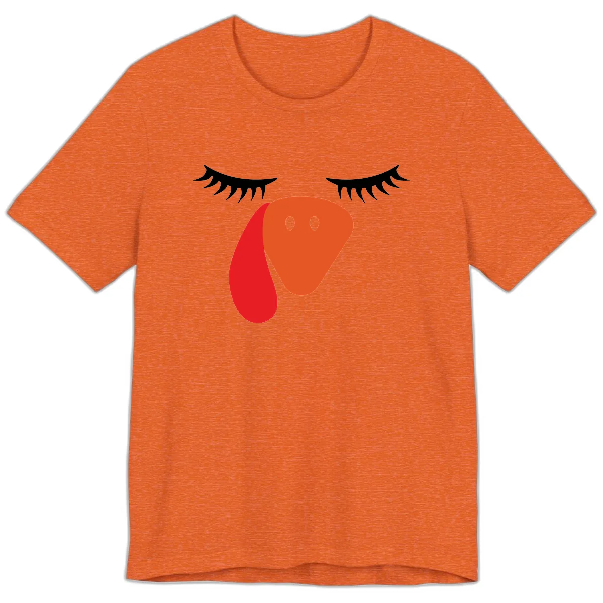 Funny Turkey Face Thanksgiving Premium T-Shirt in Heather Orange