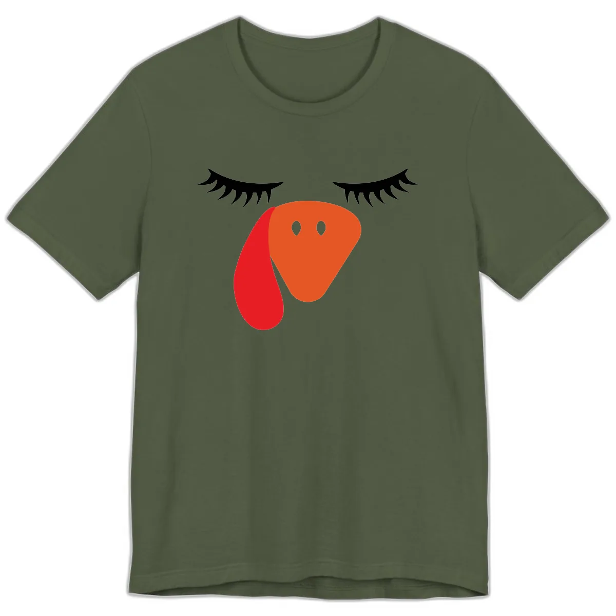 Funny Turkey Face Thanksgiving Premium T-Shirt in Military Green