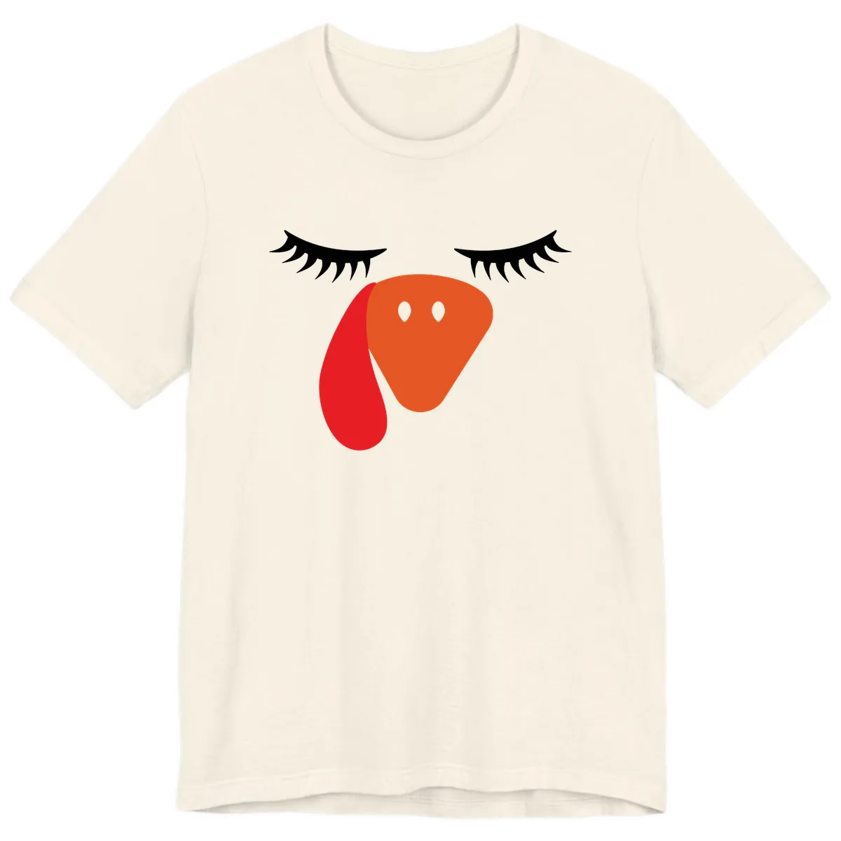 Funny Turkey Face Thanksgiving Premium T-Shirt in Natural