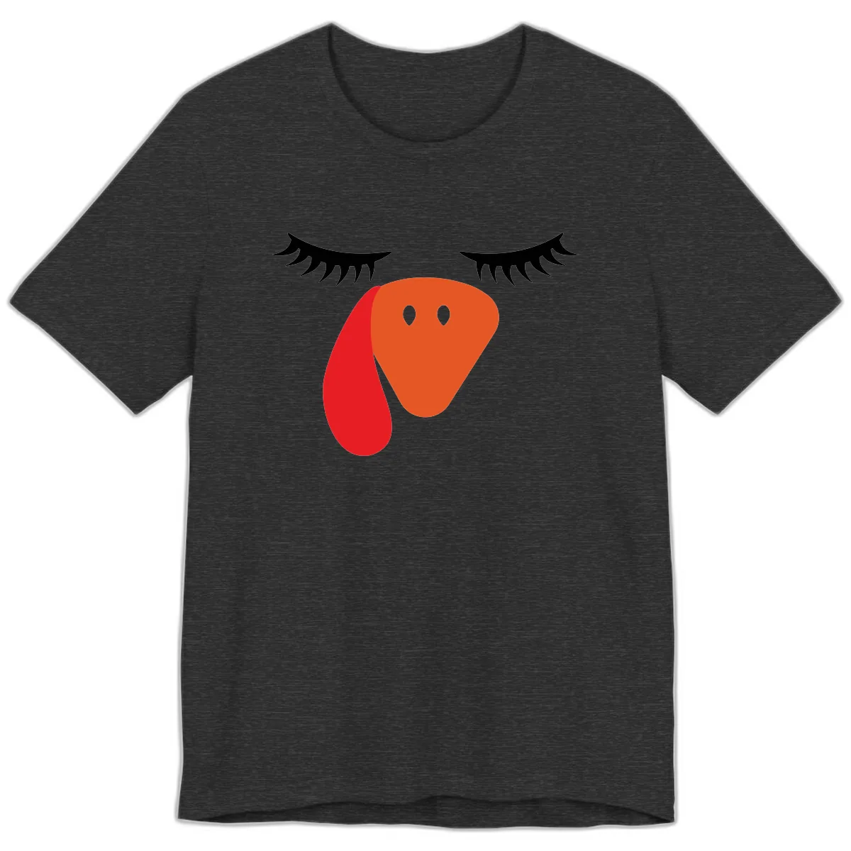 Funny Turkey Face Thanksgiving Premium T-Shirt in Dark Grey Heather