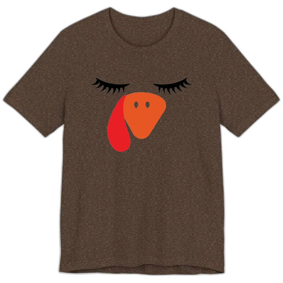 Funny Turkey Face Thanksgiving Premium T-Shirt in Heather Brown