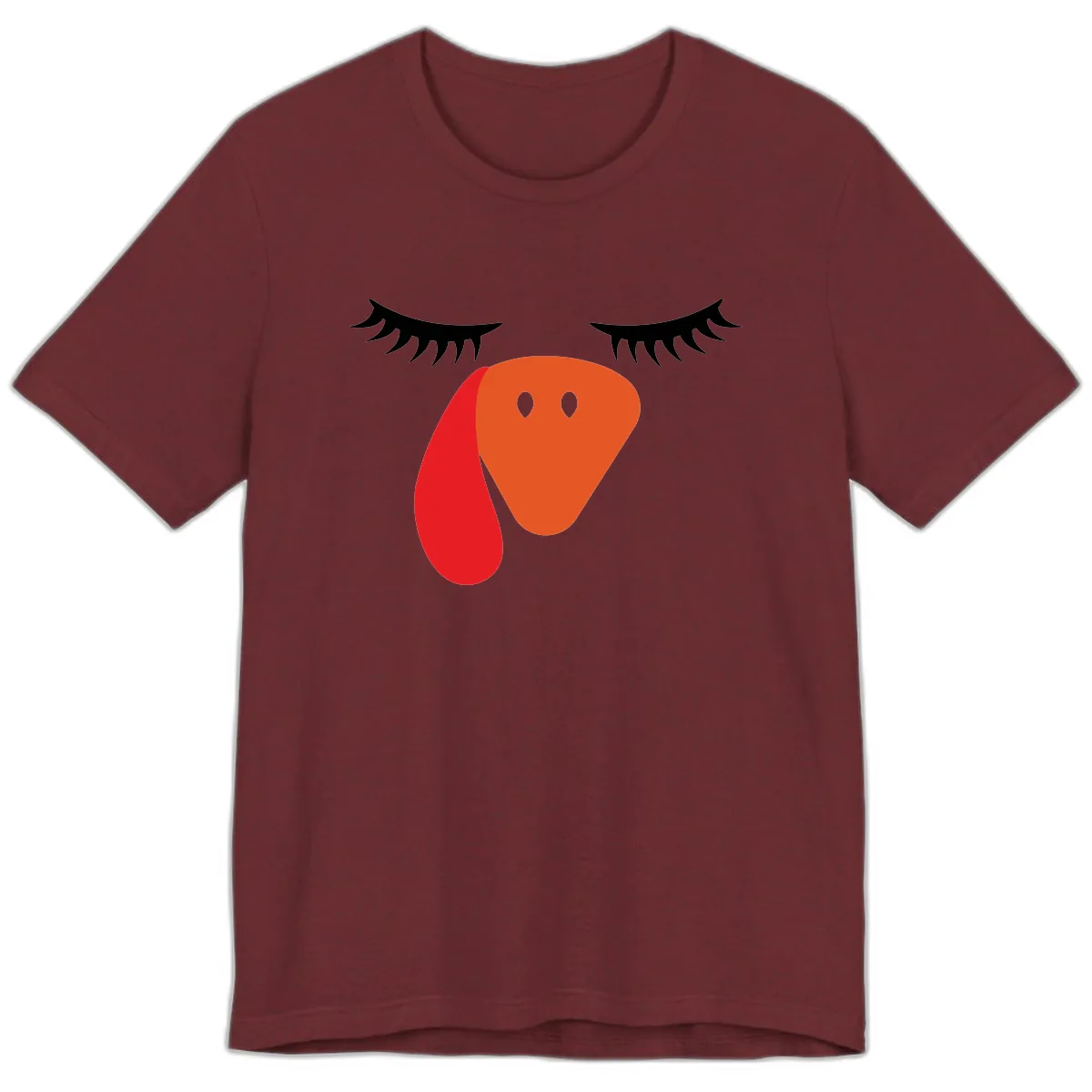 Funny Turkey Face Thanksgiving Premium T-Shirt in Heather Cardinal