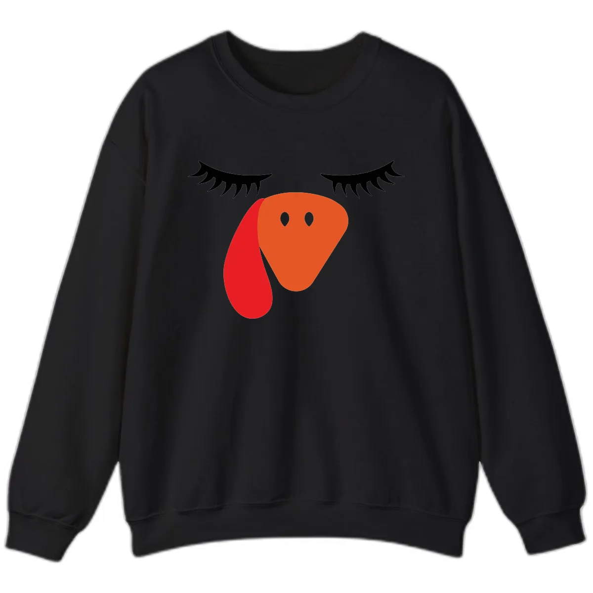Funny Turkey Face Thanksgiving Sweatshirt in Black