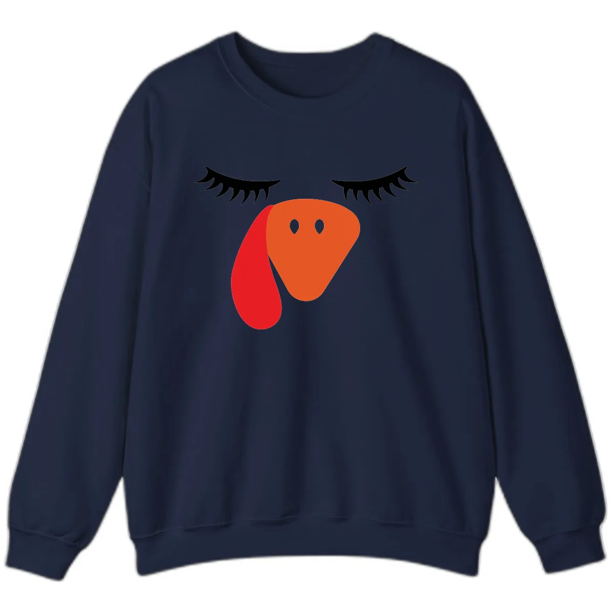 Funny Turkey Face Thanksgiving Sweatshirt in Navy