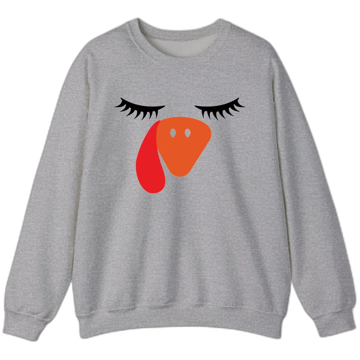 Funny Turkey Face Thanksgiving Sweatshirt in Sport Grey