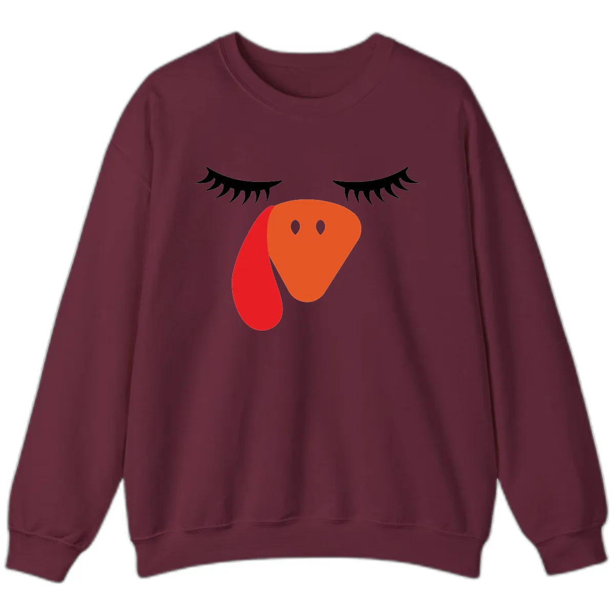 Funny Turkey Face Thanksgiving Sweatshirt in Maroon