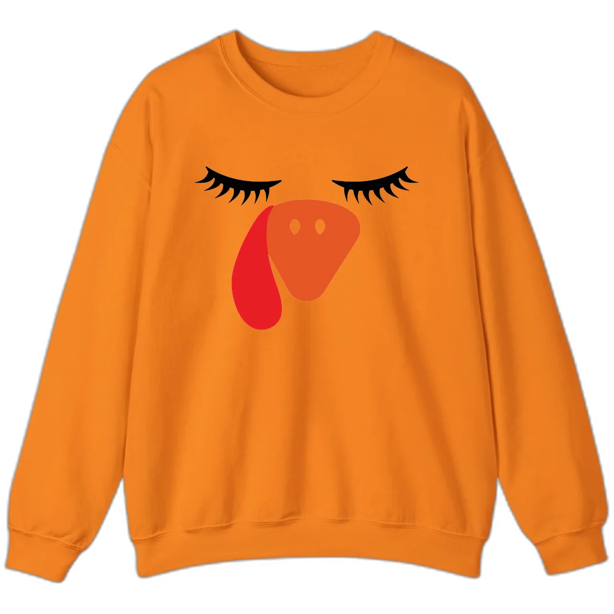 Funny Turkey Face Thanksgiving Sweatshirt in Safety Orange