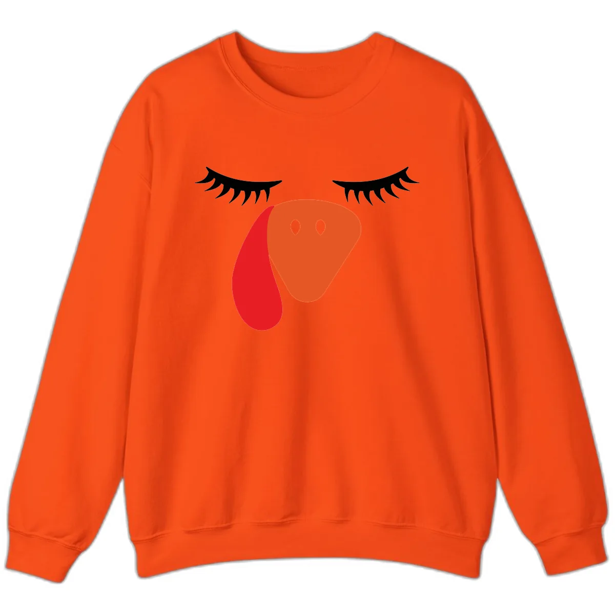 Funny Turkey Face Thanksgiving Sweatshirt in Orange
